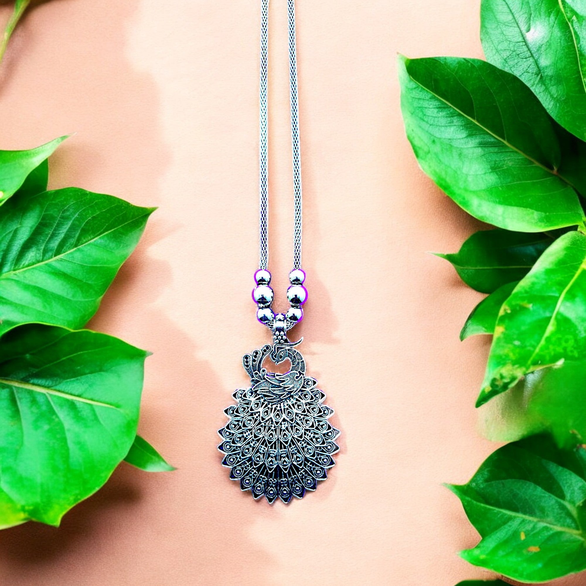 Mayuri Manthan Oxidised Pendant
