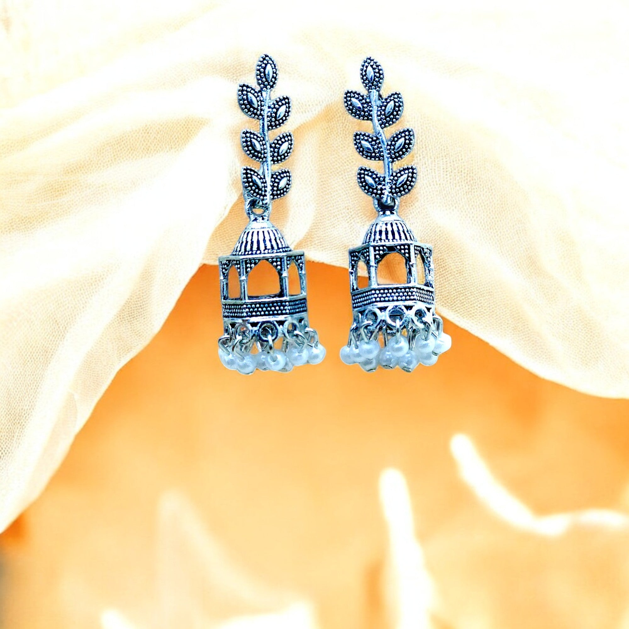 Set of 4 Exquisite Oxidized Silver Jhumka Earrings