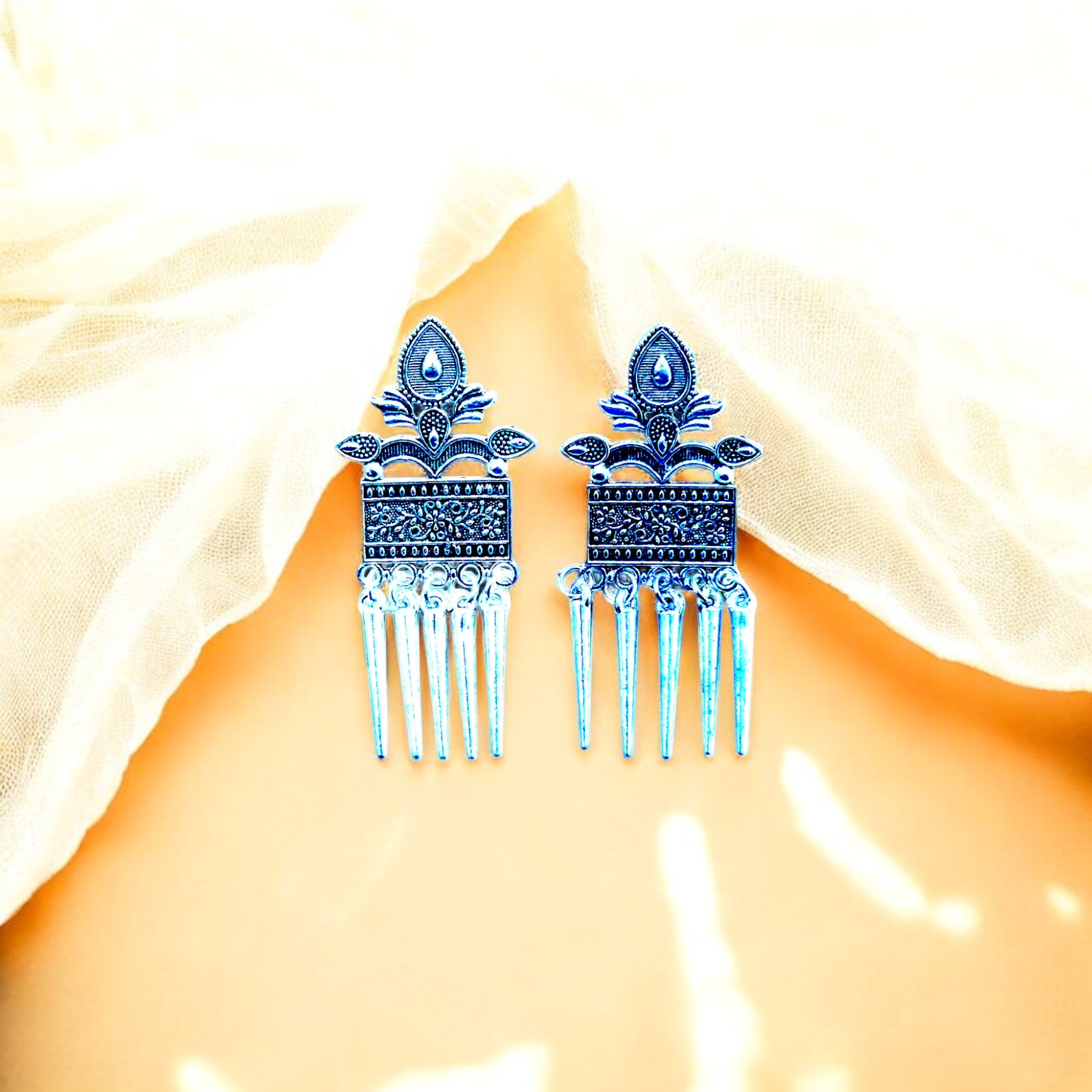Set of 4 Exquisite Oxidized Silver Jhumka Earrings