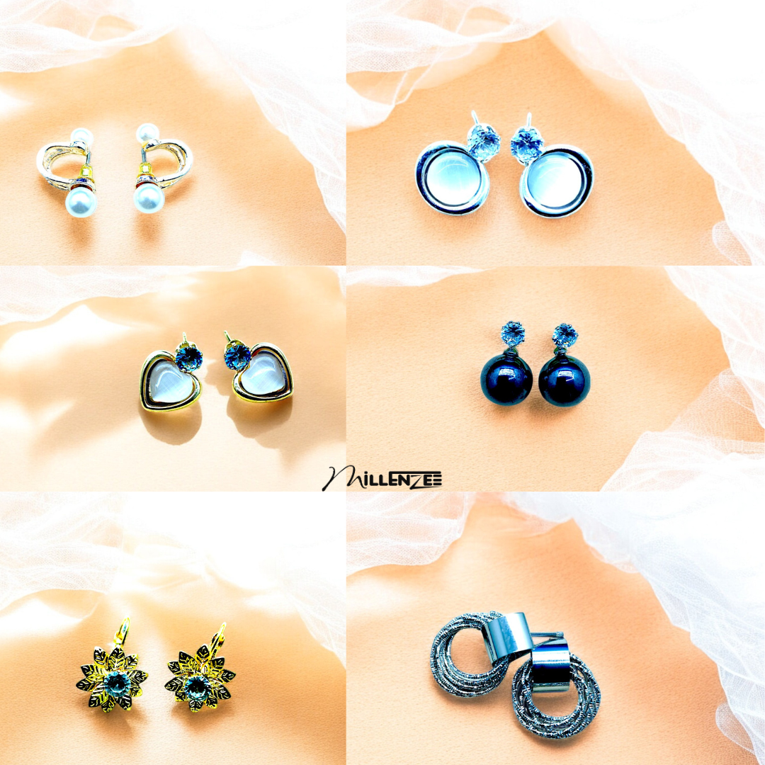Set of 6 Corporate & Western Stud Earrings – Gold & Silver